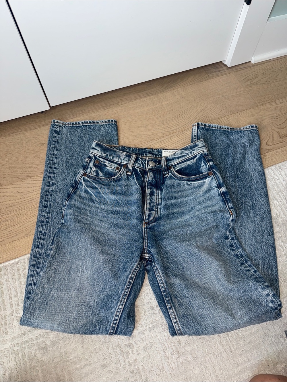 rag & bone Alex High Rise Washed Blue Straight Jeans